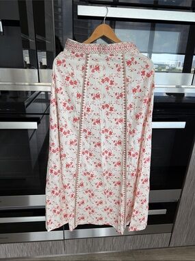 Emporio Sirenuse Cream Midi Skirt with Pink Floral Print